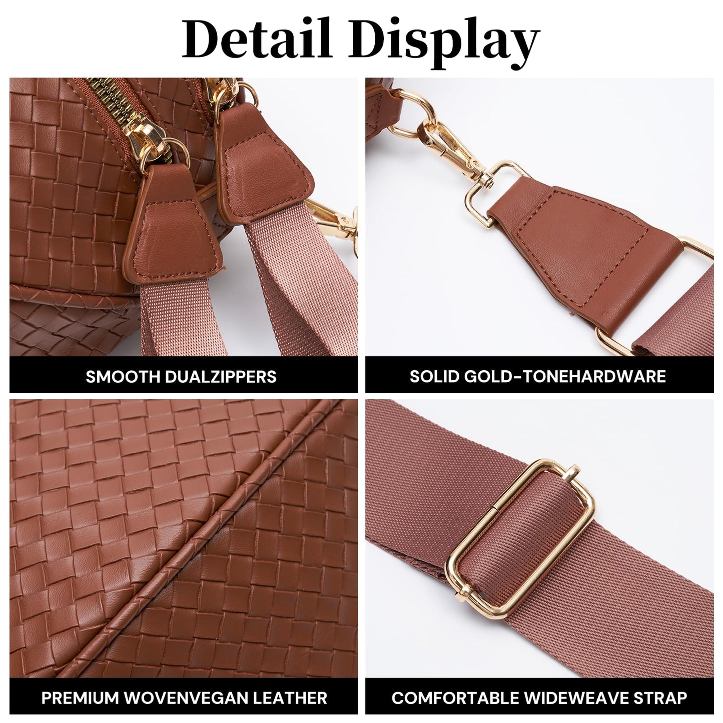 Woven Bum Bags for Women Vegan Leather Crossbody Bag with Coin Purse, Trendy Fanny Packs with Adjustable Wide Strap, Spacious Sling Shoulder Purse for Trave