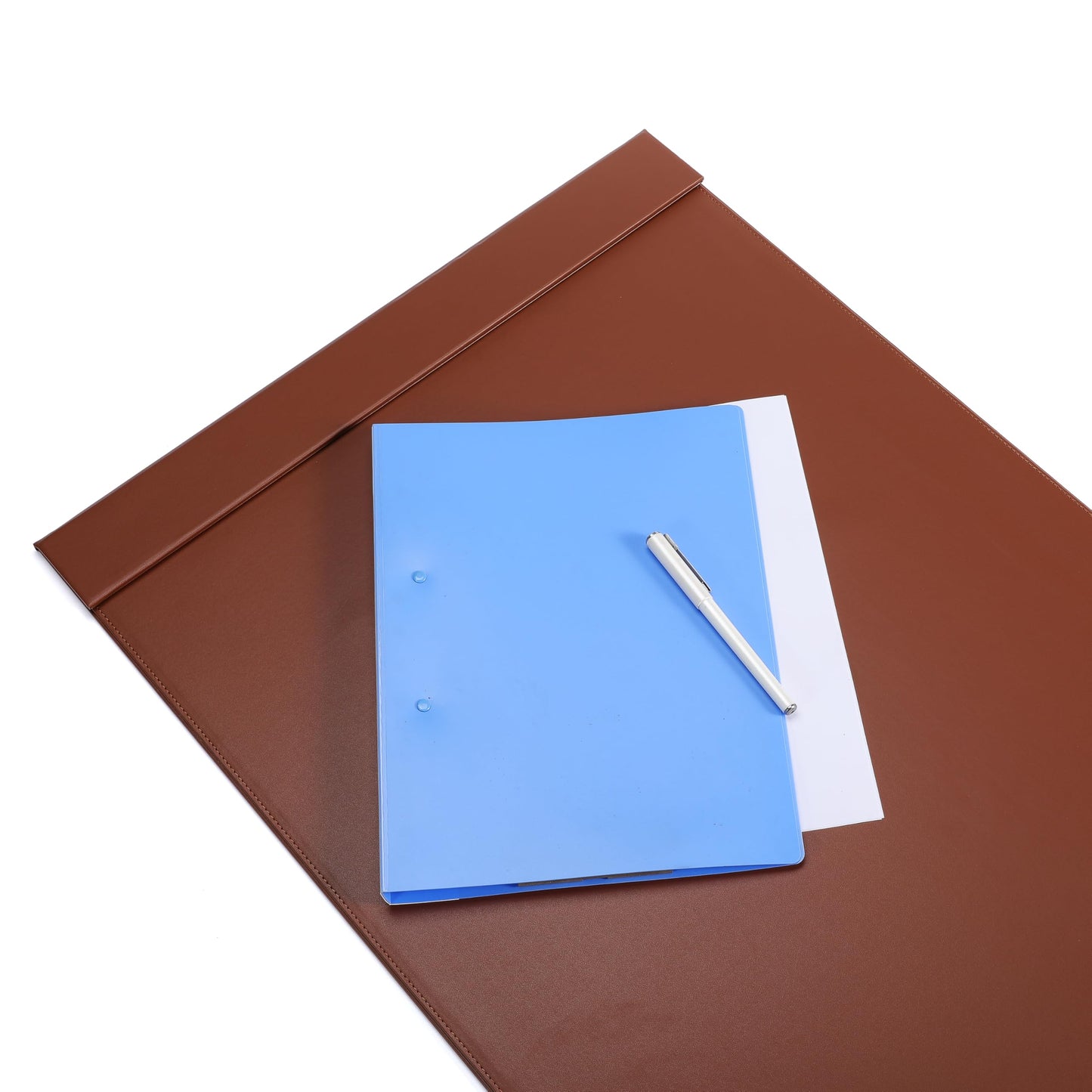 30" x 18" Leather Desk Blotter with Side Rails for Writing Leather Executive Desk Pad Protector Desk Mat for Office Home Workplace Brown