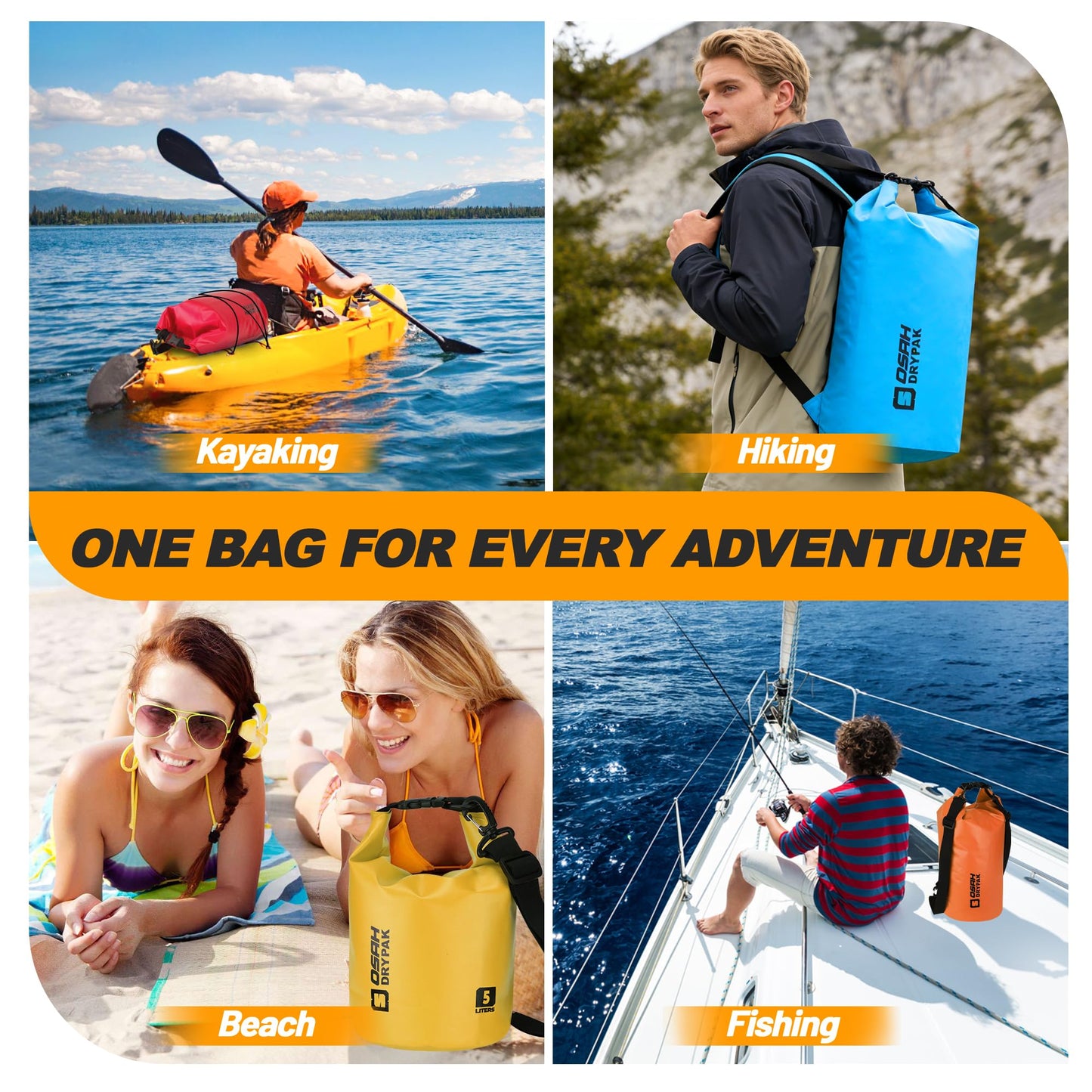 Waterproof Dry Bag, 5L/10L/20L/30L/40L Roll Top Lightweight Storage Backpack with Phone Case for Women & Men, Floating Waterproof Sack for Travel, Swimming, Kayaking, Paddle Board, Camping & Beach