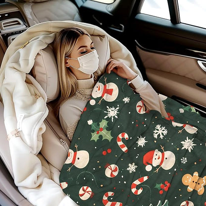 Merry Christmas Blanket Gfits for Women Men Kids Candy Snowflake Throw Blankets Soft Lightweight for Home Decor Couch Bed Sofa 50x60 Inches