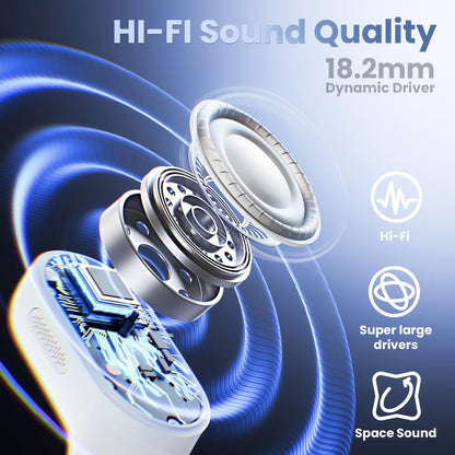 2026 Upgraded Open Ear Headphones,Over Ear Earbuds with Ergonomic Earhook,Bluetooth Headphones 6.0 with Smart Digital Display,80H Playtime,IPX7 Waterproof,Touch Control Operate Fit Cycling (Skin)