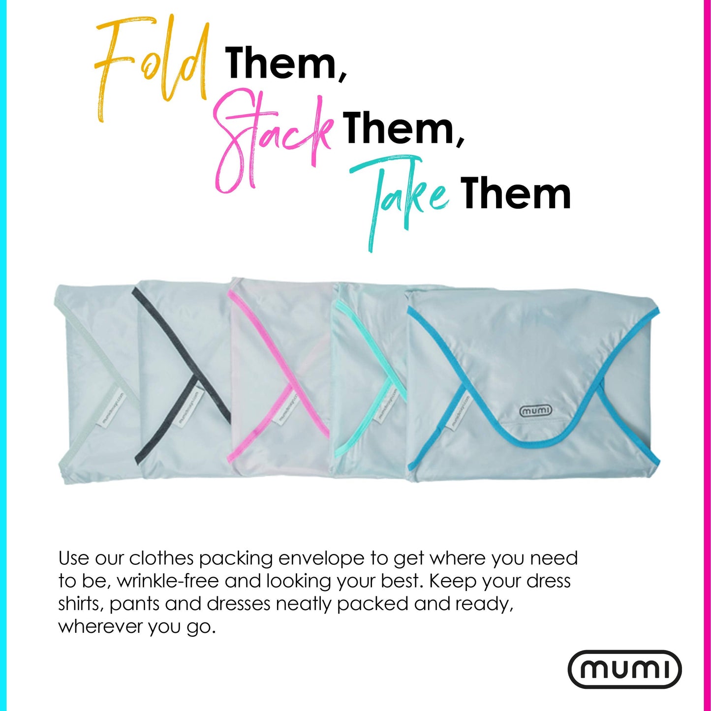 MUMI Travel Garment Bag Folder – 14.5" x 10.5" Foldable Clothes Organizer for Luggage | Anti-Wrinkle Suit & Shirt Case for Men & Women | Carry-On Garment Bag for Travel, Flights & Packing (Blue)