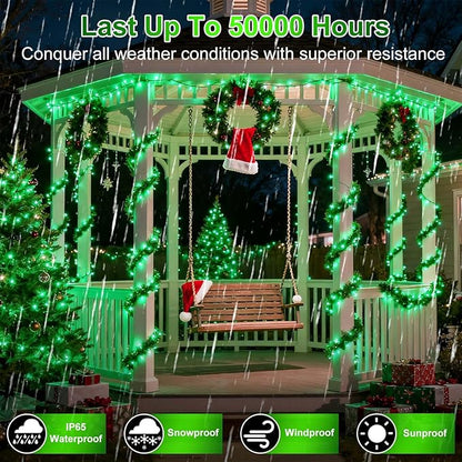 750 LED 240FT Christmas String Lights Outdoor, 12 Pro Modes and Timer Memory & Brightness, Plug in Outdoor Waterproof Clear Wire Twinkle Light for for Xmas Yard Tree Wedding Party Decor (Green)