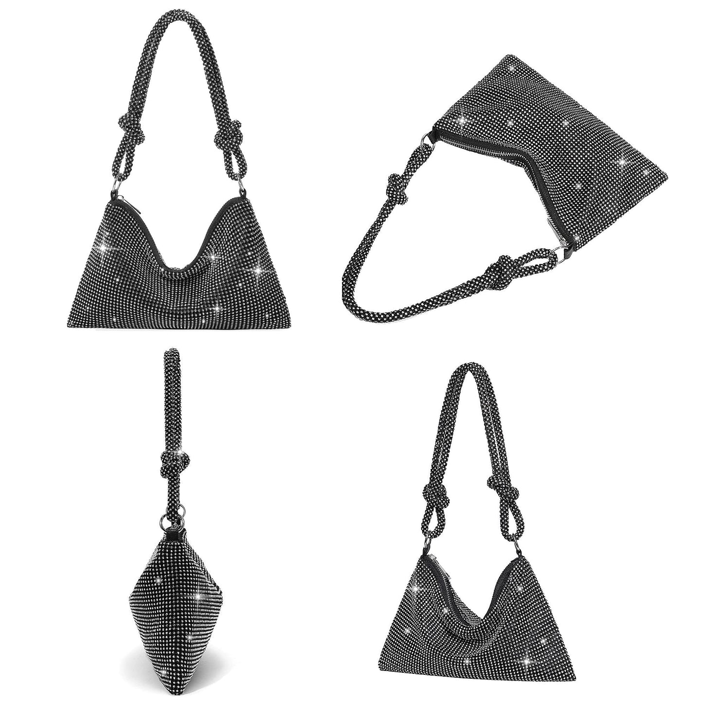 GEMIU Evening Bag Sparkle Purses for Women, Rhinestone Clutch Purse for Women Dressy Sequin Purse Black