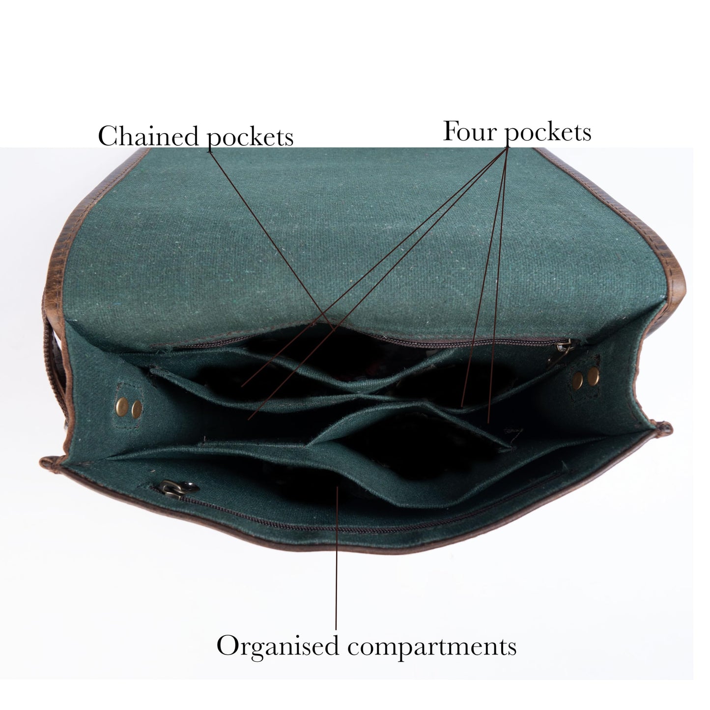 Satchel And Fable Leather cross body Shoulder I pad Messenger full flap Bag 11 Inch (Dark Brown, 11 inch)