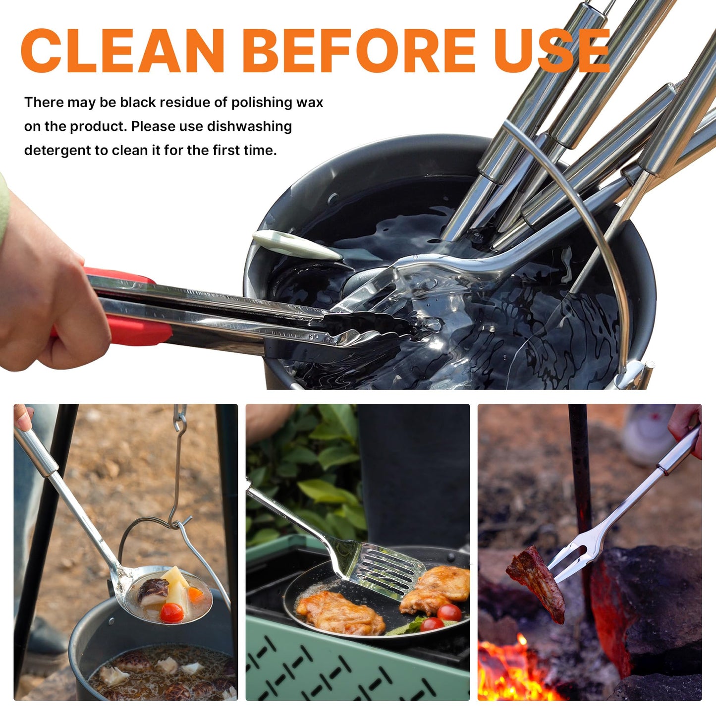 Gaialoop Camping Cooking Utensils Set 34 PCS Camp Kitchen Cookware Kit with Organizer Bag, Portable RV Camping Essentials Camper Must Haves for Cookouts Open Fire Pit