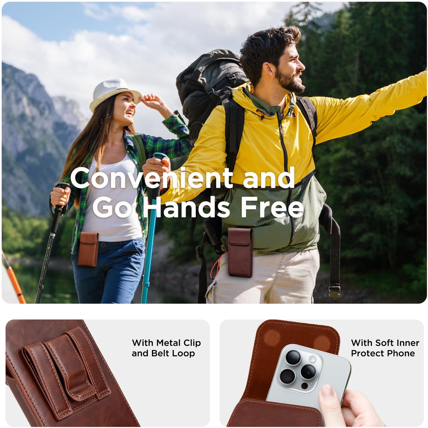 INGIDO Holster for Galaxy S25 Ultra S24 Ultra S23 Ultra 5G Note 20 Ultra 5G Note 10+ Plus 5G, Premium Leather Pouch with Belt Clip Phone Holster Belt Case, Coffee -XL