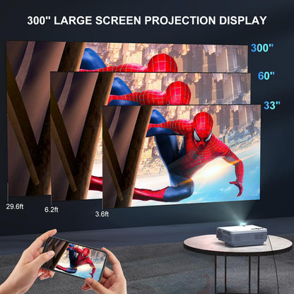 Projector with WiFi and Bluetooth, FUDONI Upgrade Projector Native 1080P 14000L 4K Supported, Portable Movie Outdoor Projector for Home Theater, Compatible w HDMI/USB/TV Stick/Laptop/iOS Android Phone