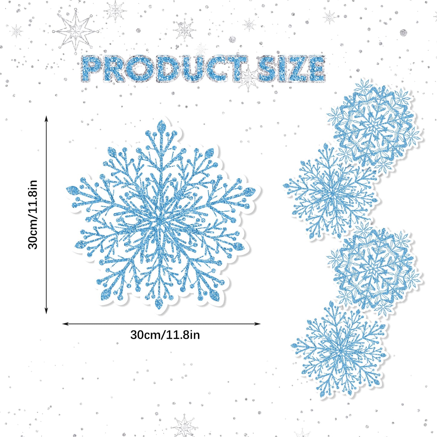 Snowflake Placemats Blue Paper Placemats Set, Disposable Winter Table Mat Snowflake Decorations for Christmas Winter Party Supplies Table Setting Kitchen Home Table Decor(24 Pack)
