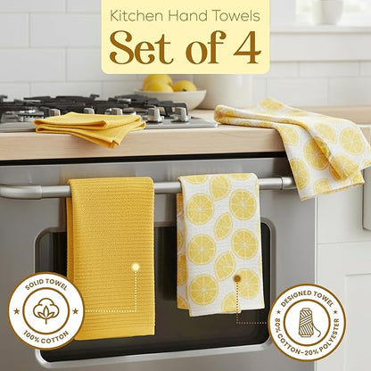 MosJos Kitchen Towels Set of 4 Premium Hand Towels 18 x 28 Inch Large Tea Towels