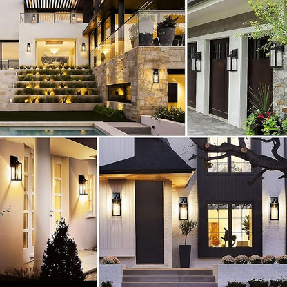 2-Pack 14'' Dusk to Dawn Outdoor Wall Light Fixtures, Exterior Lighting Fixtures Wall Mount, Waterproof Porch Lights Outdoor Wall Sconces Lanterns, Black Outside Lights for House Front Door Garage