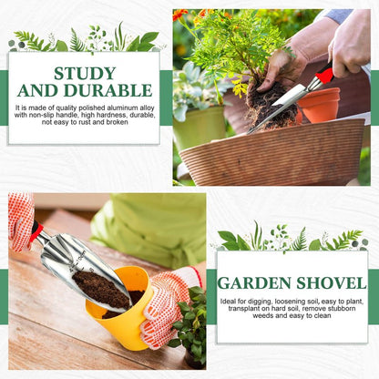 Honoson Garden Hand Trowel Transplant Trowel with Measurements Aluminum Alloy Planting Tools with Rubber Handle Small Gardening Hand Tools Shovels for Gardening Cultivating Transplanting Supplies