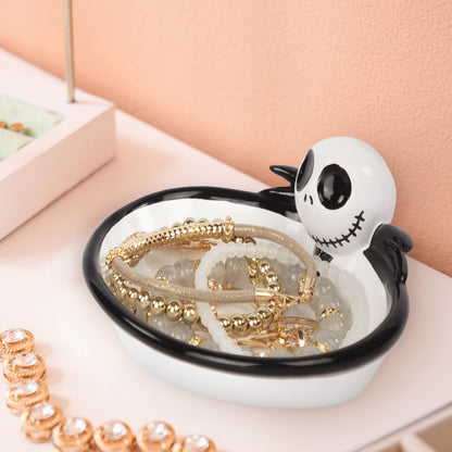 Disney Nightmare Before Christmas Soap Dish - Black & White Resin Sponge Holder/Jewelry Dish Features Jack Skellington - Bathroom Décor