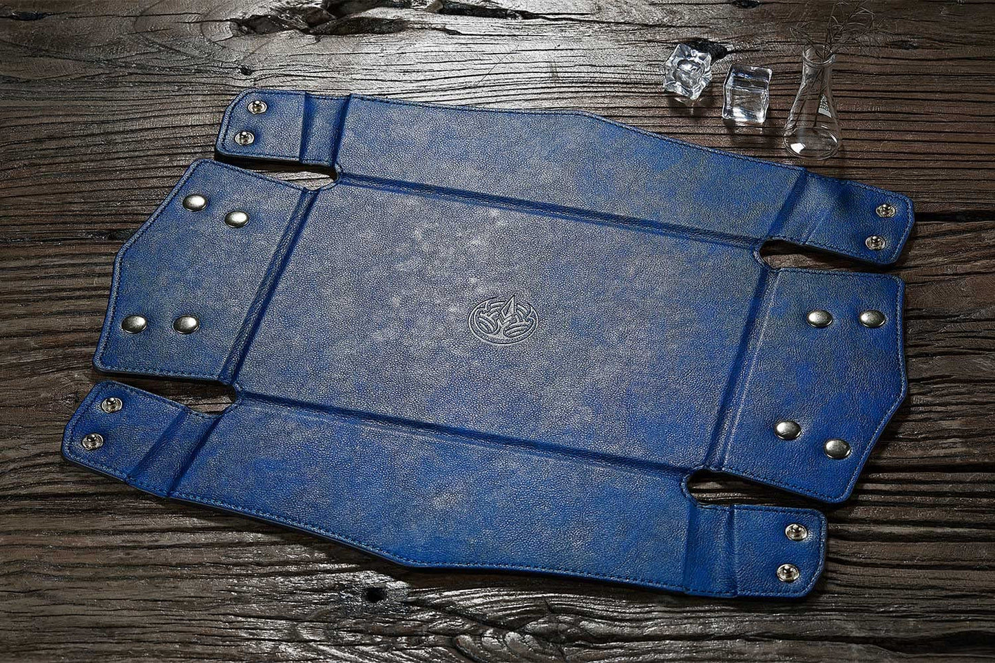 OARIE Leather Bedside Storage Tray - Jewelry Organizer for Girl's Key, Wallet, Coin Box - Travel PU Valet Tray (Dark Blue)