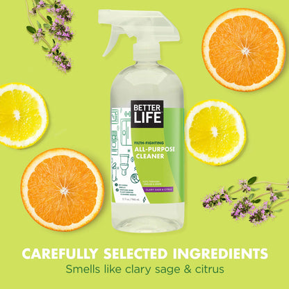 Better Life All Purpose Cleaner - Multipurpose Home and Kitchen Cleaning Spray for Glass, Countertops, Appliances, Upholstery & More - Multi-surface Spray Cleaner - 32oz (Pack of 2) Unscented