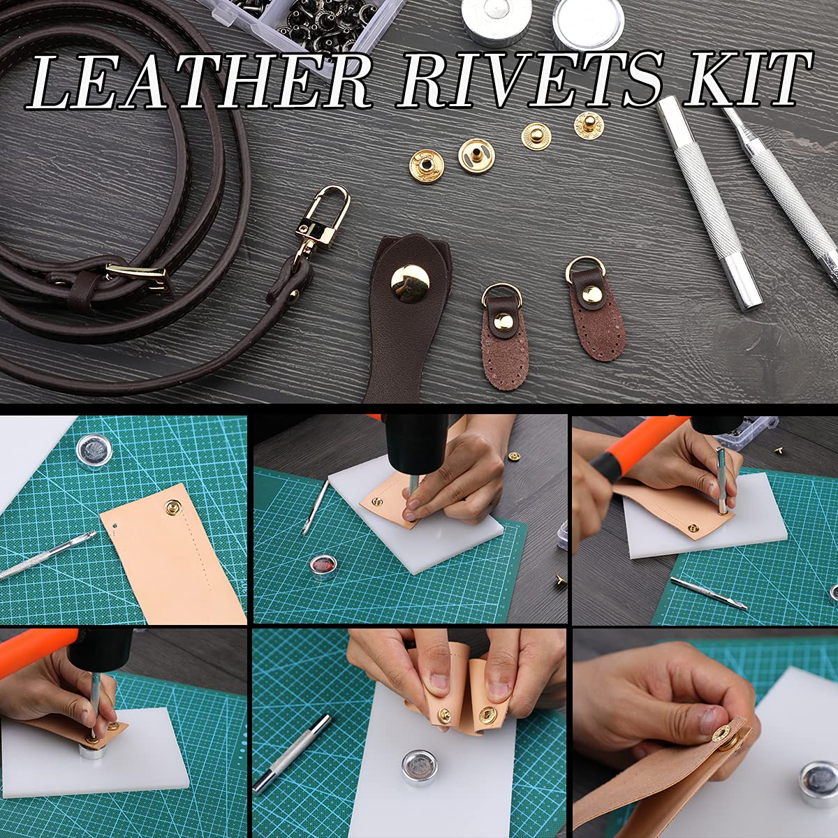 328PCS Leather Working Kit, Leather Working Tools with Manual - Stamp Tools, Stitching Groover and Rivets Kit for Beginners to Professionals