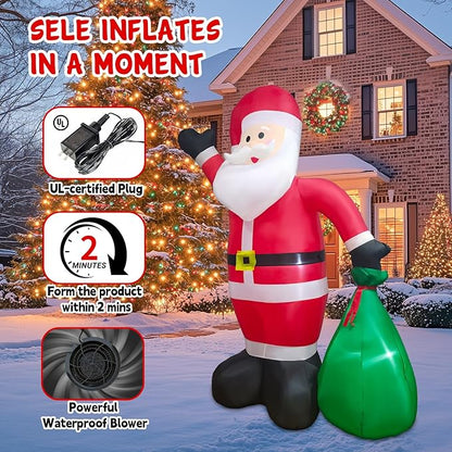 8 FT Christmas Inflatable Outdoor Decoration, Blow up Giant Inflatable Santa Claus with Gift Box, Inflatable Christmas Decorations for Yard, Indoor, Outdoor, Garden, Lawn, Winter Decor