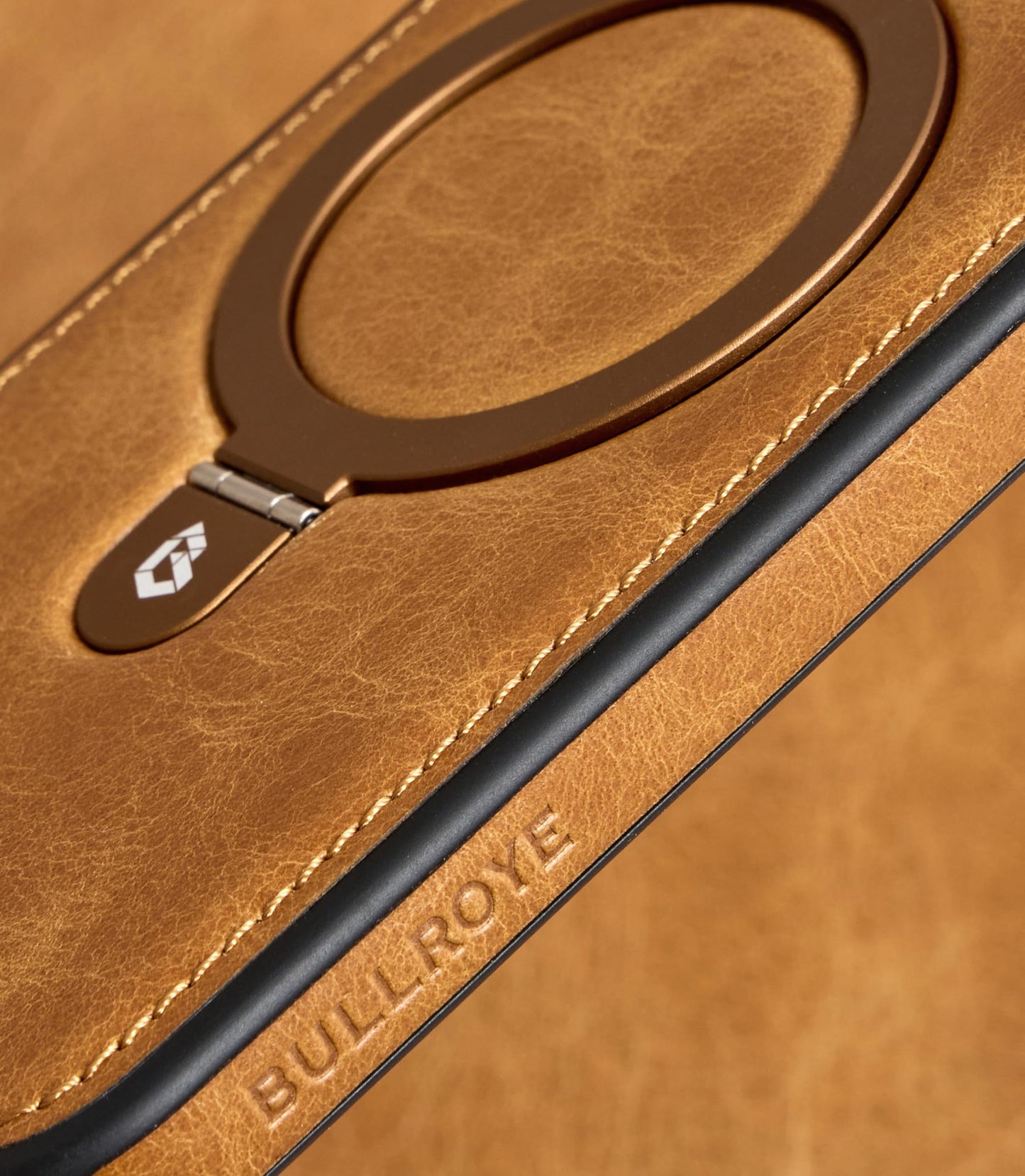 Bullroye for iPhone 17 Pro Max Case Leather Top-Grain Handcrafted with Stand, Fits for MagSafe (English Tan, iPhone 17 Pro Max)