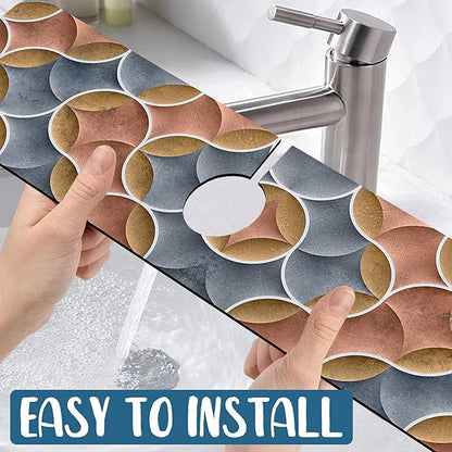 Geometric Printing Sink Splash Guard Faucet Mat Ceramic Tile Texture Super