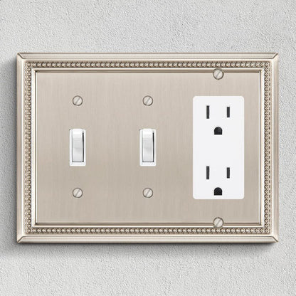 Henne Bery Sunken Pearls Heavy Duty Decorative Wall Plate Switch Plate Outlet Cover (Double Toggle/Single Decorator, Satin Nickel)