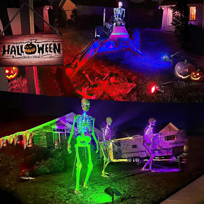 JSOT 2 Pack Halloween Color Solar Spot Light for Yard, RGB Solar Light Outdoor Waterproof Color Changing Spotlight Landscape Uplighting with 9 Lighting Options Decor for Backyard Walkway Tree Lawn