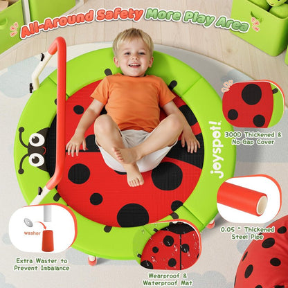 3FT Toddler Trampoline, 36” Foldable Mini Trampoline with Adjustable Handle for Kids Ages 3-6, ASTM Certified Indoor Outdoor Kids Jumper with Safety Padded Cover, Boy Girl Gift Supports 100LBS