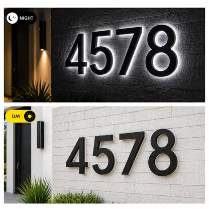 7 Inch LED House Numbers, ABS-Polymer, Premium Quality, Backlit LED 5000K Illuminated Home Address Number, Lighted House Numbers, Modern Address Numbers (0, Black)