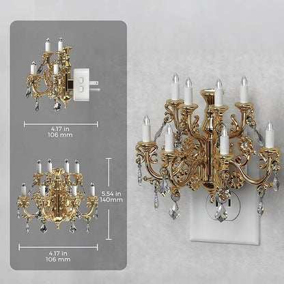 L LOHAS LED Night Lights Plug into Wall,2 Pack,Crystal Chandelier Candle Nightlight with Dusk to Dawn Sensor,Brightness Adjustable,3000K Soft White,Rotatable Plug Addtion for Home Decor,Hallway