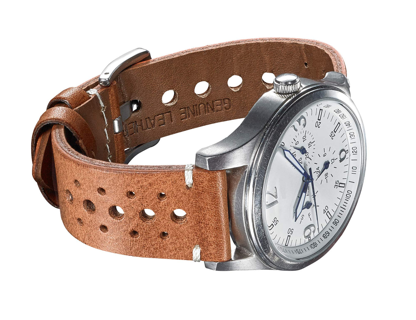 ALPINE Genuine Vintage Leather 22mm Watch Band - Replacement Watch Bands for Women & Men - Watch Strap with Quick Release Stainless Steel buckle - Compatible with Regular & Smart Watch Bands - Tan