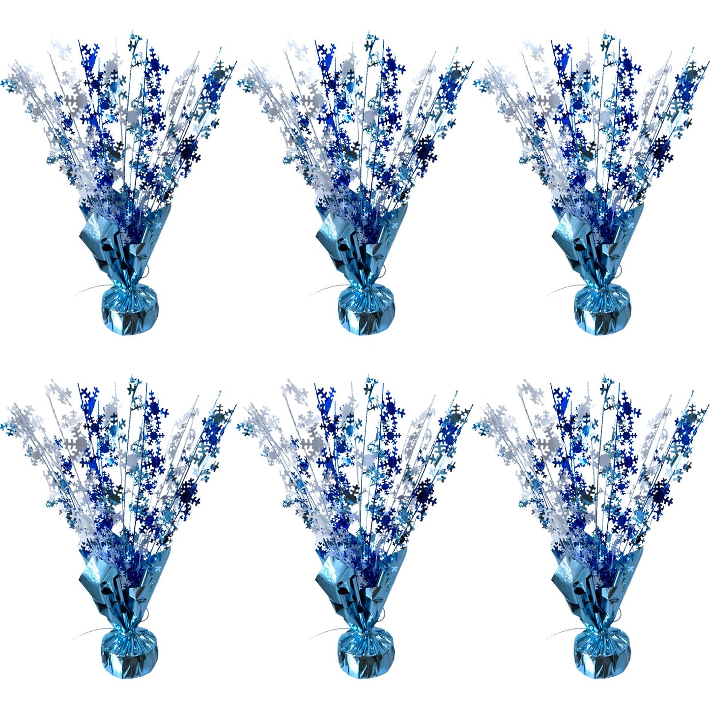 FUBININA 6 Pack Winter Wonderland Snowflake Table Decoration Metallic Blue White Glitter Foil Spray Tabletop Centerpieces for Winter Christmas Xmas Frozen Birthday Wedding Baby Party Supplies Decor