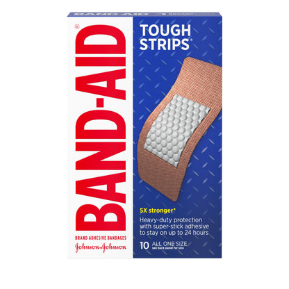 BAND-AID Brand Tough Strips Adhesive Bandages for Wound Care, Durable Protection for Minor Cuts and Scrapes, All One Size, 12 Pack