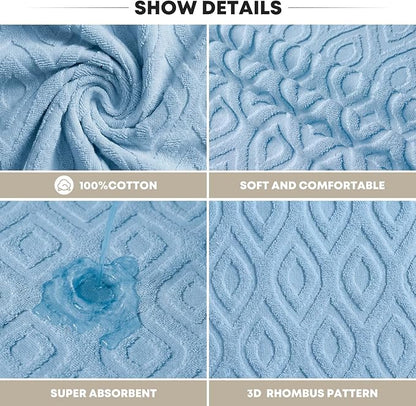 Artoid Mode 1 Pc Light Blue 3D Diamond Grid Jacquard Hand Towels