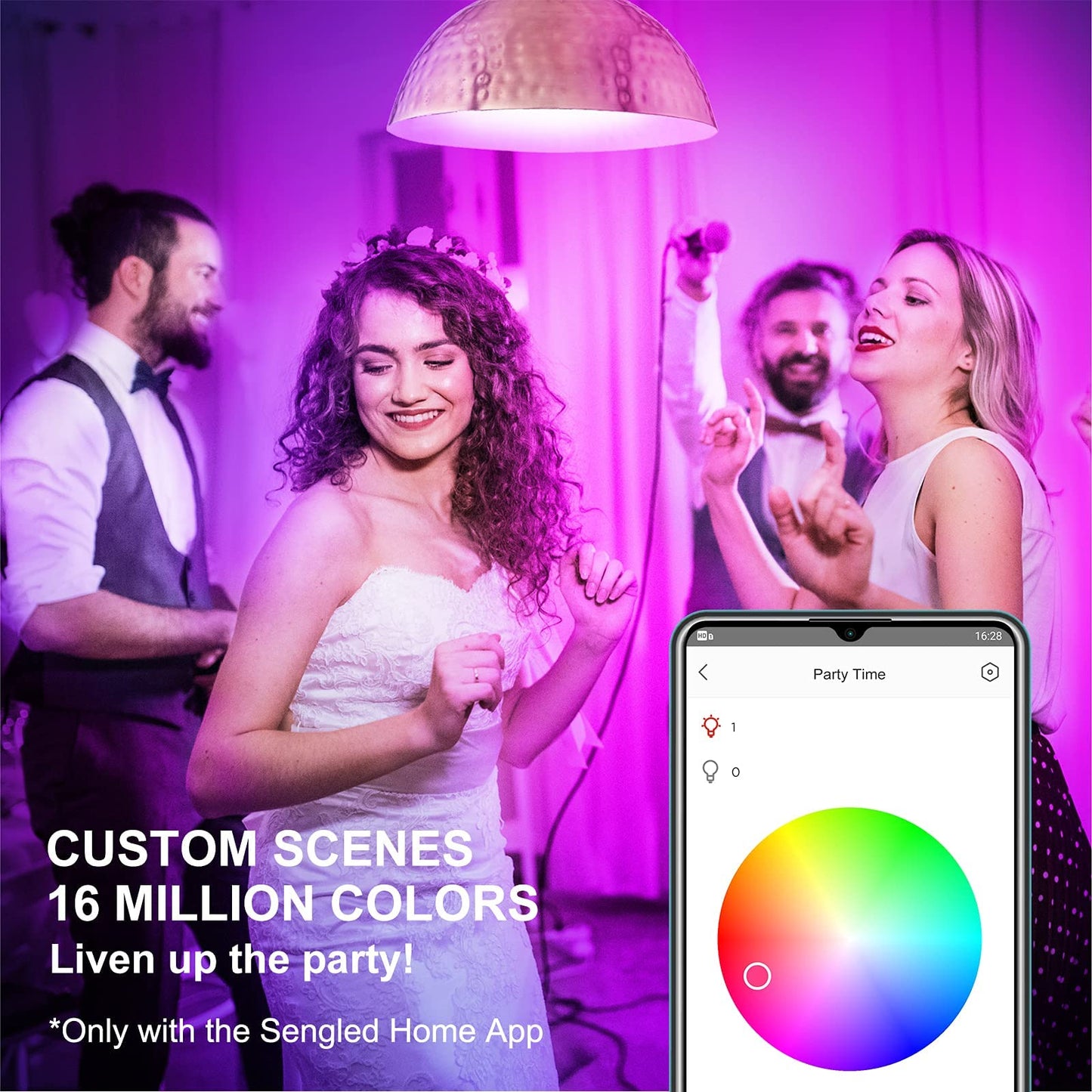 Sengled WiFi Color Changing Light Bulb, Alexa Smart Light Bulbs that Compatible with Alexa & Google Assistant, A19 RGB No Hub Required, 75 W Equivalent 800LM CRI>90, Set of 4