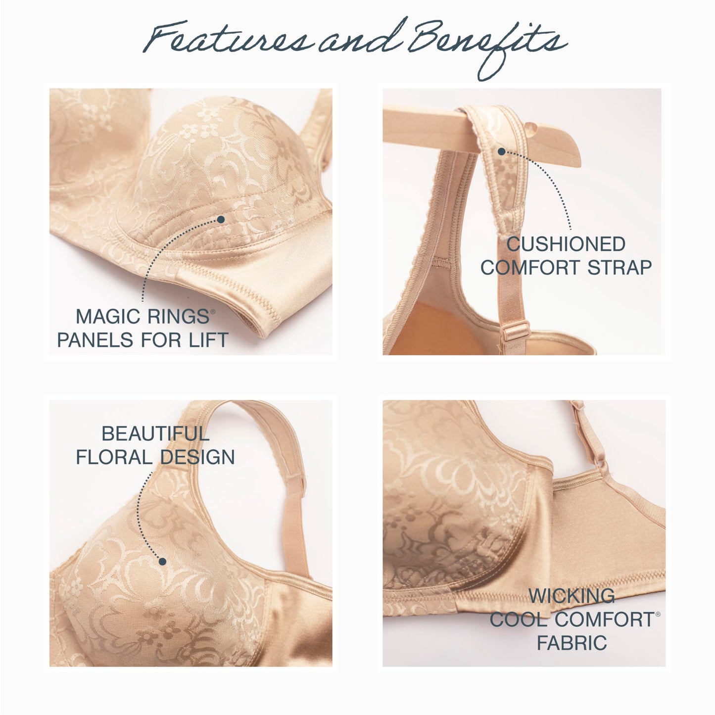 Playtex Women's 18 Hour Ultimate Lift & Support Wireless Bra US4745, Nude, 38C