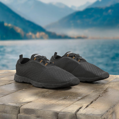 DOUSSPRT Men's Water Shoes Quick Drying Sports Aqua Shoes Dark Allblack Size 10.5