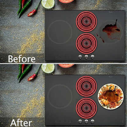 Autumn Pumpkin Electric Stove Burner Covers，4 Pcs Halloween Decor Round Stove Burner Cover，8 Inches and 10 Inches，Gas Stove Burner Cover,Metal Cooktop Fall Pumpkin Decorative Home Decor,Kitchen Decor