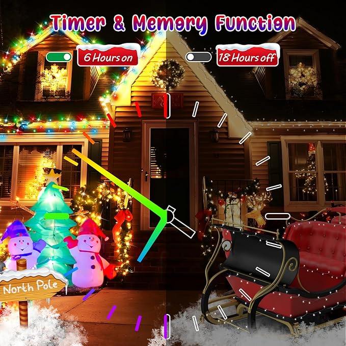 Hezbjiti 403FT 1000LED Color Changing Christmas Lights Outdoor, 11 Modes String Lights IP44 Waterproof Fairy Lights for Party Wedding Tree Decorations (Multicolor to Warm White, Clear Wire)