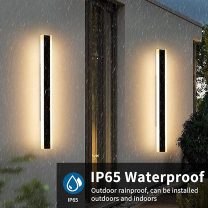 2 Pack 39.3inch Modern Outdoor Wall Sconce, 3 Color Lights 3000K/4500K/6000K, IP65 Waterproof Wall Light Fixture, White Acrylic, 36W, Outdoor Lighting for Porch, Patio, Fence, Garden