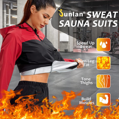 Junlan Sauna Suit for Women Sweat Jacket Gym Workout Vest Sweat Suits