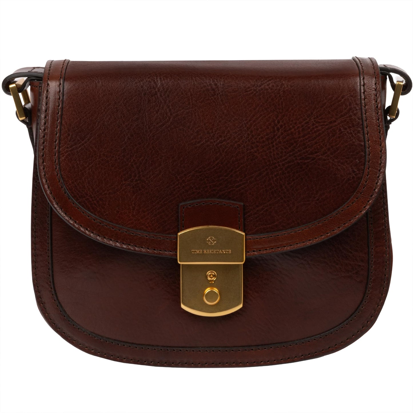 Time Resistance Leather Crossbody Bag – Saddle Bag with Magnetic Closure - Leather Messenger Bag for Women (Brown)