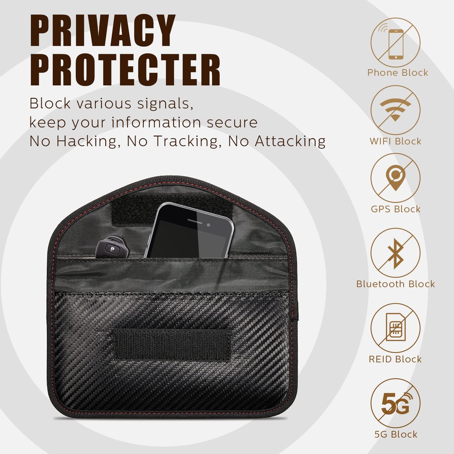 4 Pieces Faraday Bags Phone for Key Fob Protector Car RFID Signal Blocking GPS Anti-tracking Faraday Pouch Shielding Wallets for Cell Phone Privacy Card Protection(Carbon Fiber)