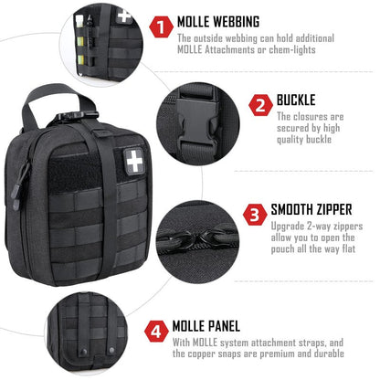 LIVANS 1000D First Aid Bag Empty Medical Ifak Pouch Molle EMT Pouches Rip-Away Tactical Military Trauma Emergency Medic Bag
