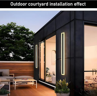 2Pack 39inch Long Outdoor Modern LED Wall Light,30W Waterproof IP65 Warm White 110V led Wall Mount Lighting Fixture Rectangular Black Wall Lights Elegant Frosted White Acrylic Anti Rust