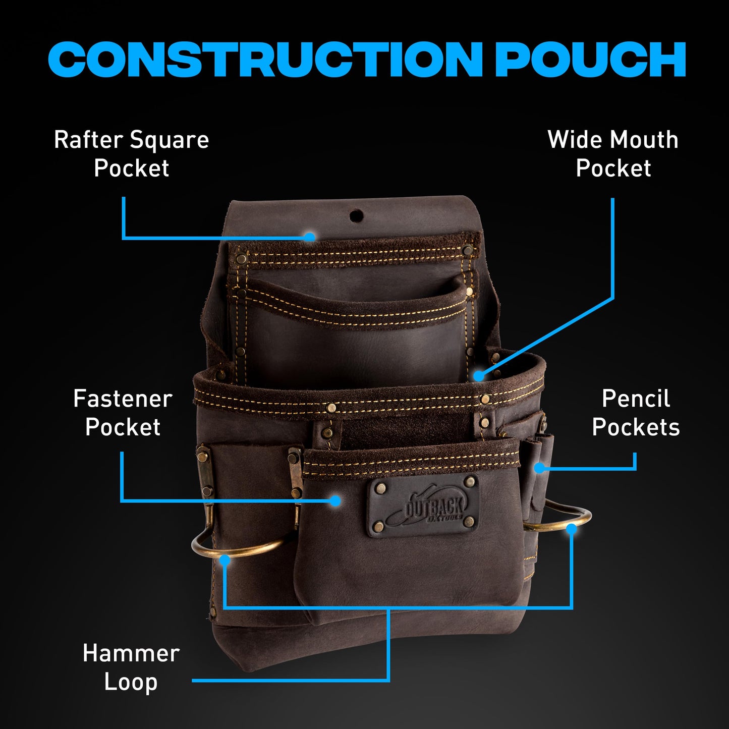OX Pro Oil‑Tanned Leather Carpenter Tool Belt with Padded Suspenders & Dual Hammer Loops
