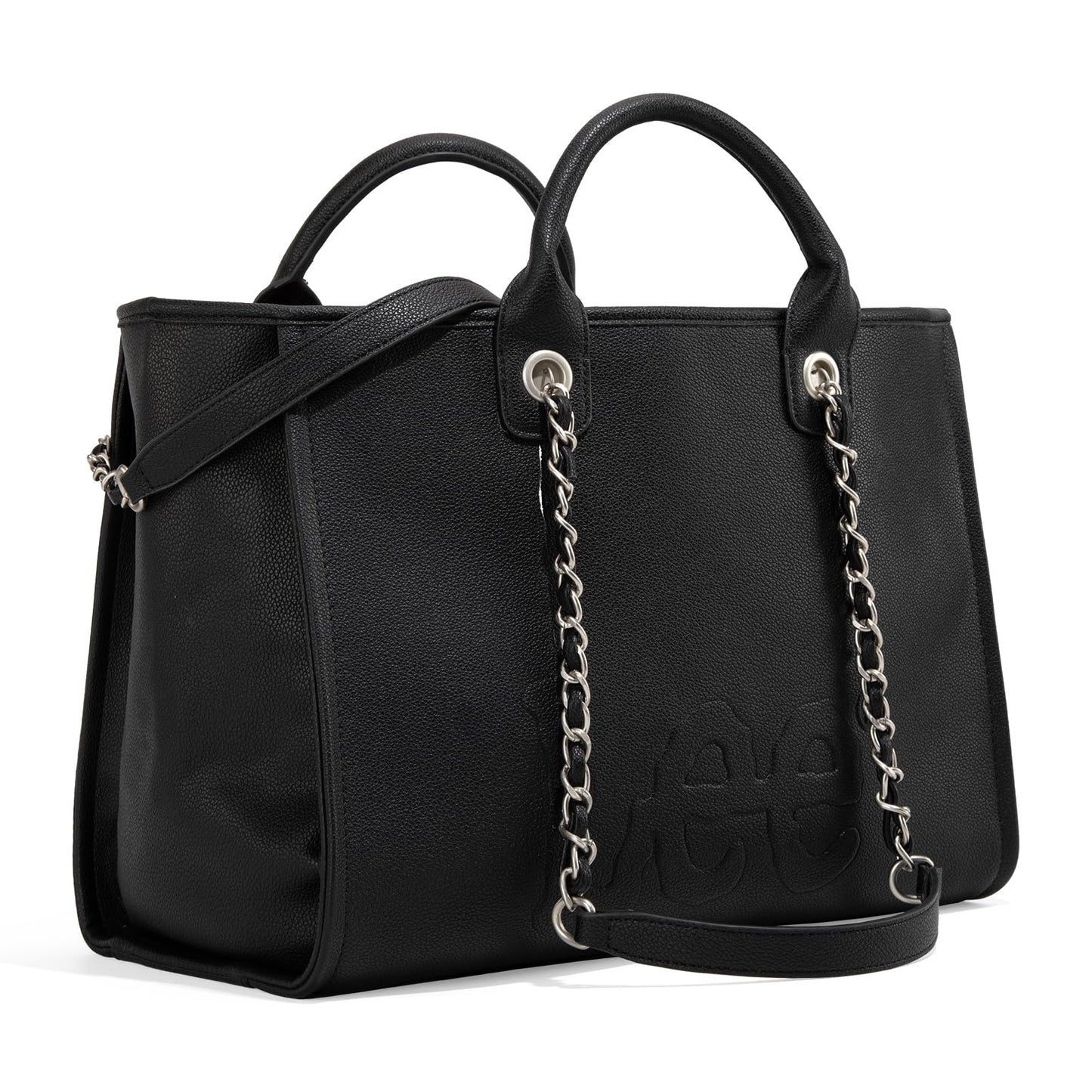 Lee Large Shoulder Tote Bag for Women Vegan Leather Top-Handle Handbag LEE46-345BK