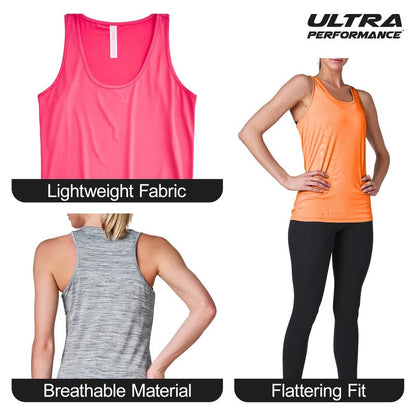 Ultra Performance Womens Athletic Workout Tank Tops 4 Pack Women's Running Shirts Casual Loose fit Gym Tanks for Women