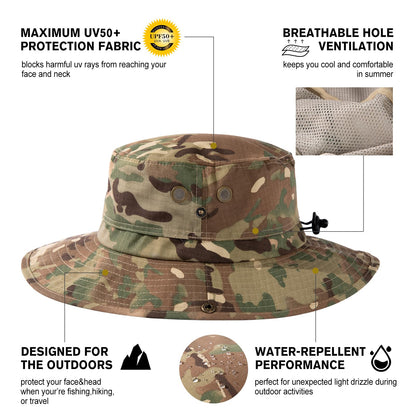 Comhats UPF 50 Sun Hats for Men Wide Brim Summer Safari Fishing Hiking Boonie Waterproof Camo Army Green Large X-Large XL L Oversized