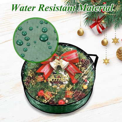 6 Pack Wreath Storage Container Bag 30 Inch Christmas Wreath Storage Bag Heavy Duty Christmas Wreath Boxes with Clear Window for Xmas Holiday Seasonal Wreath Garland(Green)