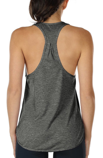 icyzone Workout Tank Tops for Women - Athletic Yoga Tops, Racerback Running Tank Top Loose Fit (M, Charcoal)