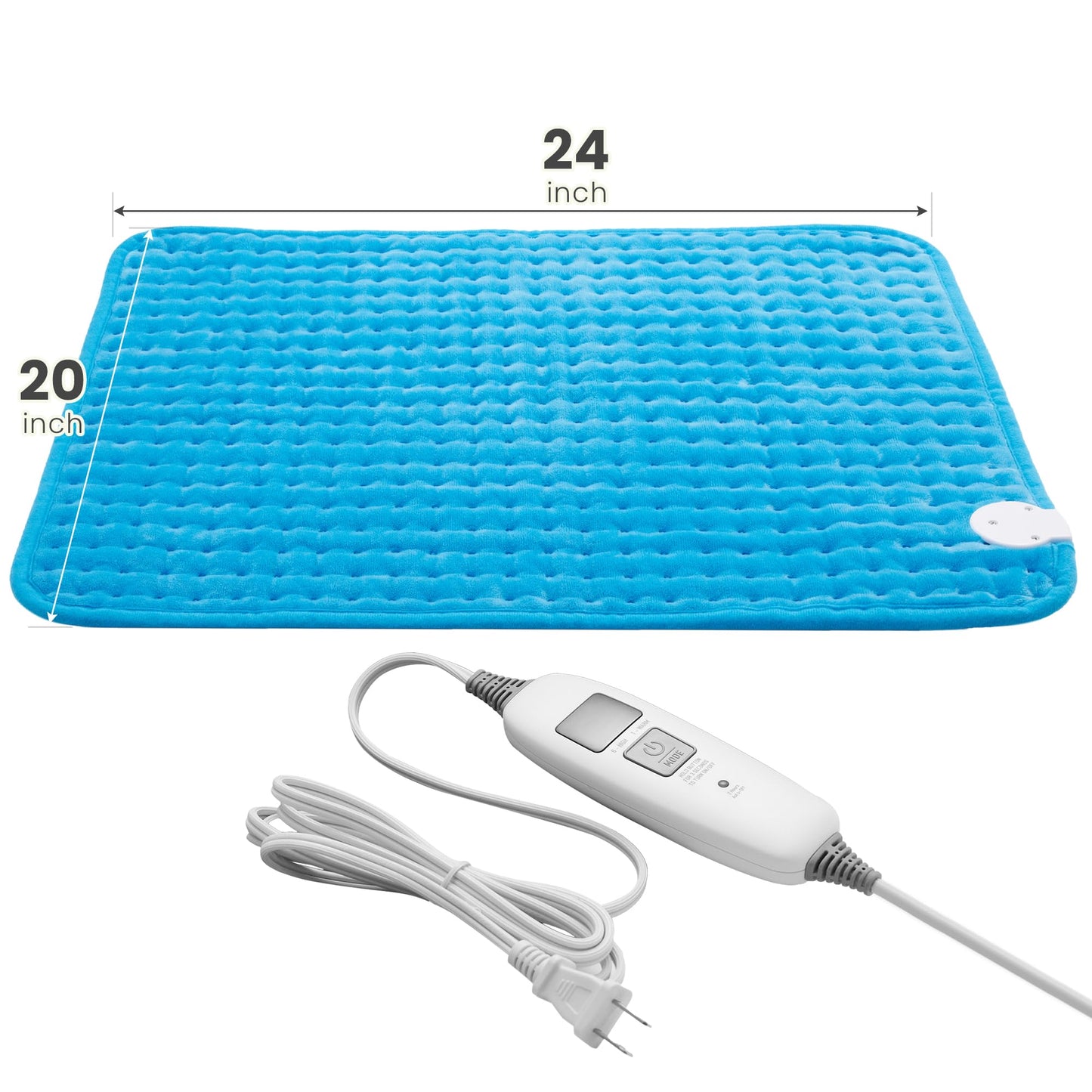 Electric Heating Pad for Back Pain Relief & Cramps - 6 Heat Settings,Auto Shut Off,Moist Heat Options,Portable Heated Pads for Neck/Shoulder Machine Washable Gift for Men Women,Grey,12"x24"